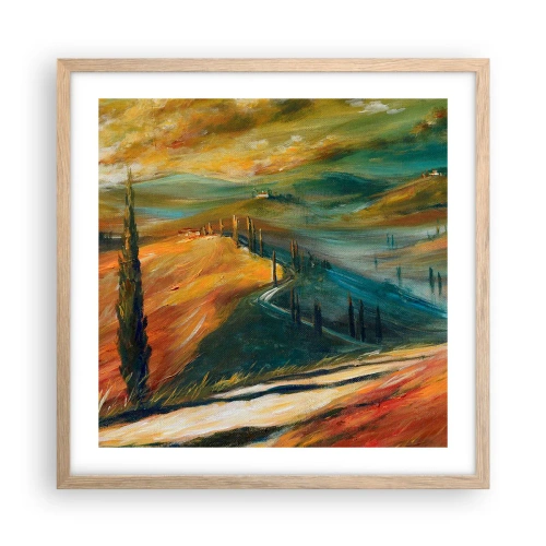 Pôster com moldura de carvalho claro - Paisagem da Toscana - 50x50 cm