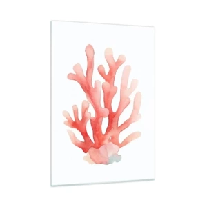 Quadro em vidro - Coral de cor coral - 50x70 cm
