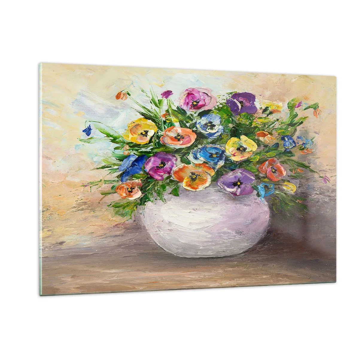 Quadro em vidro - Natureza morta com um vaso branco - 120x80 cm