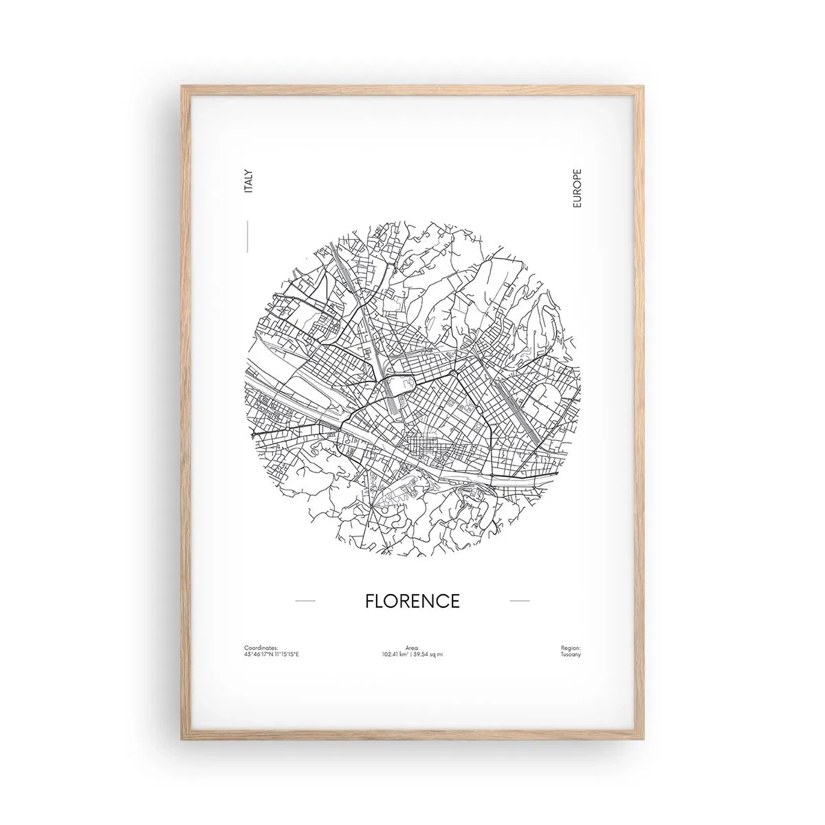 Pôster com moldura de carvalho claro - A anatomia de Florença - 70x100 cm
