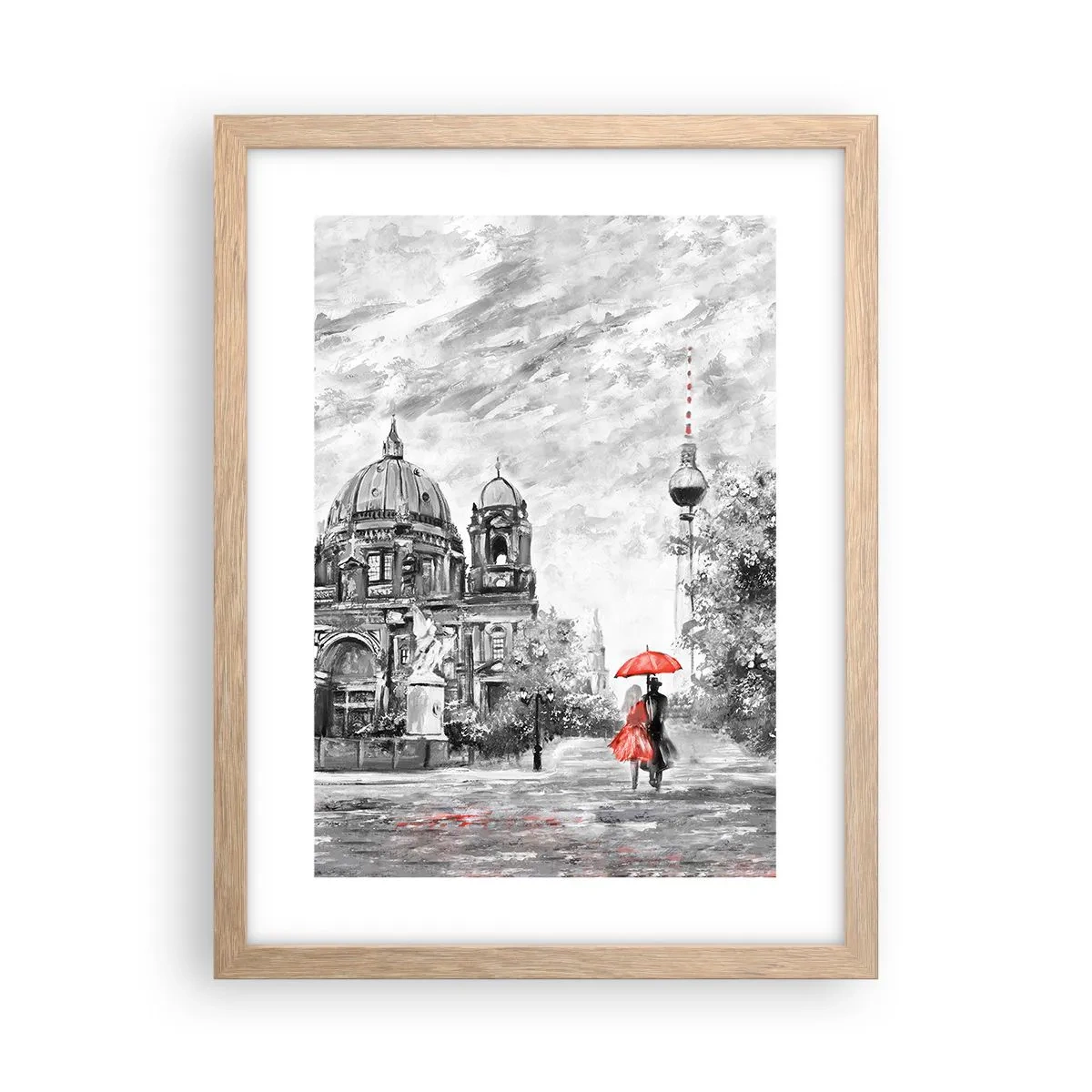 Pôster com moldura de carvalho claro - Reunião em Berlim - 30x40 cm