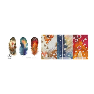 Amostra de papel de parede Premium Canvas - Rituais, ritos, mistérios - Pena de ave, Pássaro, Abstração - 100x30 cm