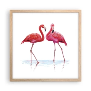 Pôster com moldura de carvalho claro - Rosa randez-vous - 40x40 cm