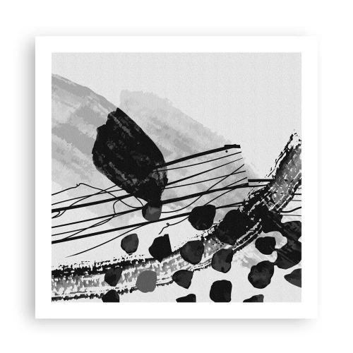 Pôster - Abstração orgánica em preto e branco - 60x60 cm