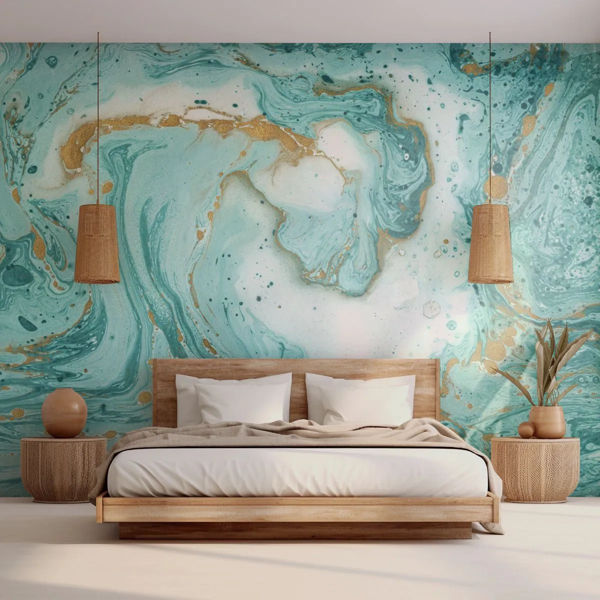 Papel de Parede Premium Canvas - Sob a grande onda do período Edo - Abstração, Pedaço, Gráficos - 250x175 cm