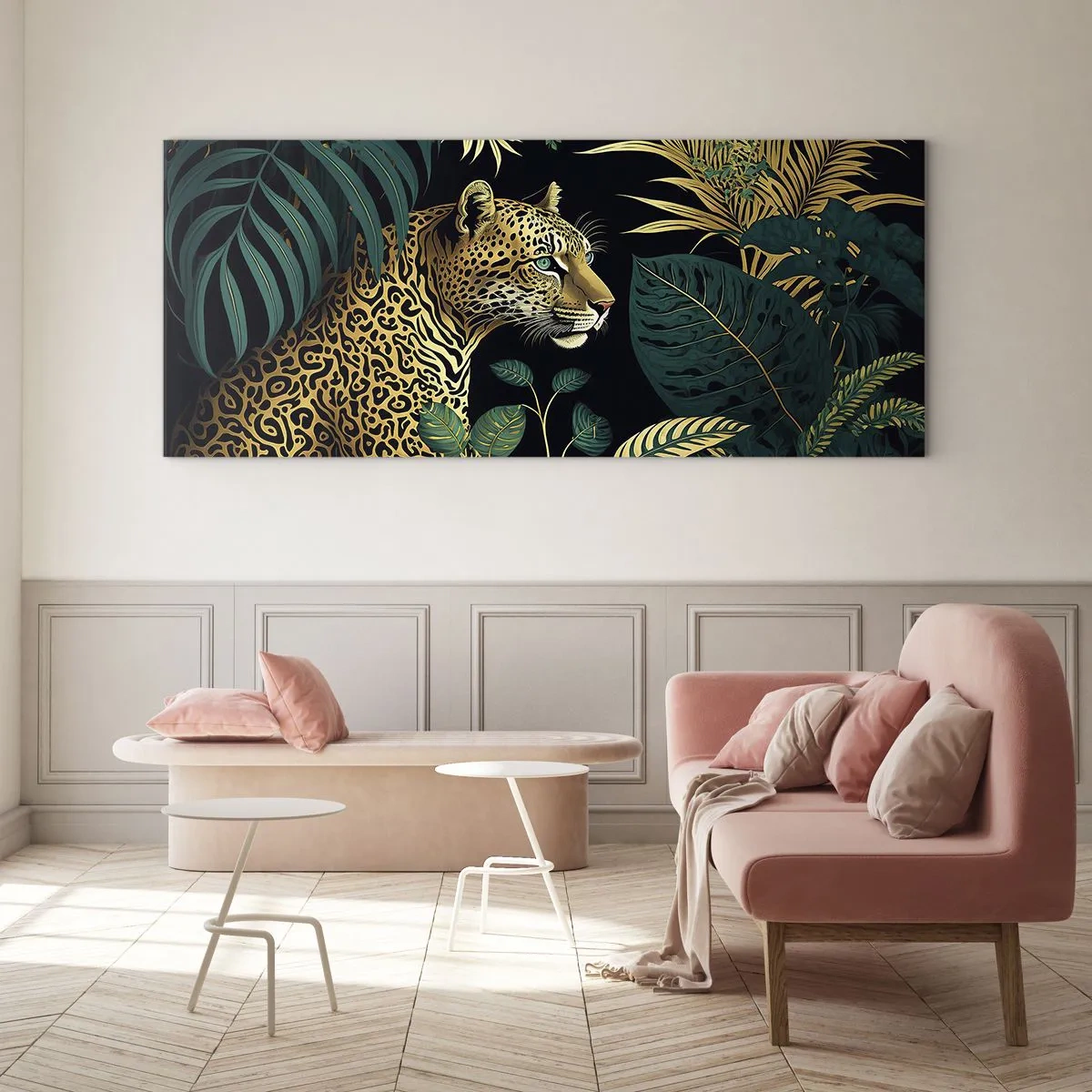 Quadro em vidro - Um anfitrião na selva - 90x30 cm