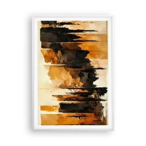Pôster em moldura branca - Harmonia de preto e dourado - 70x100 cm