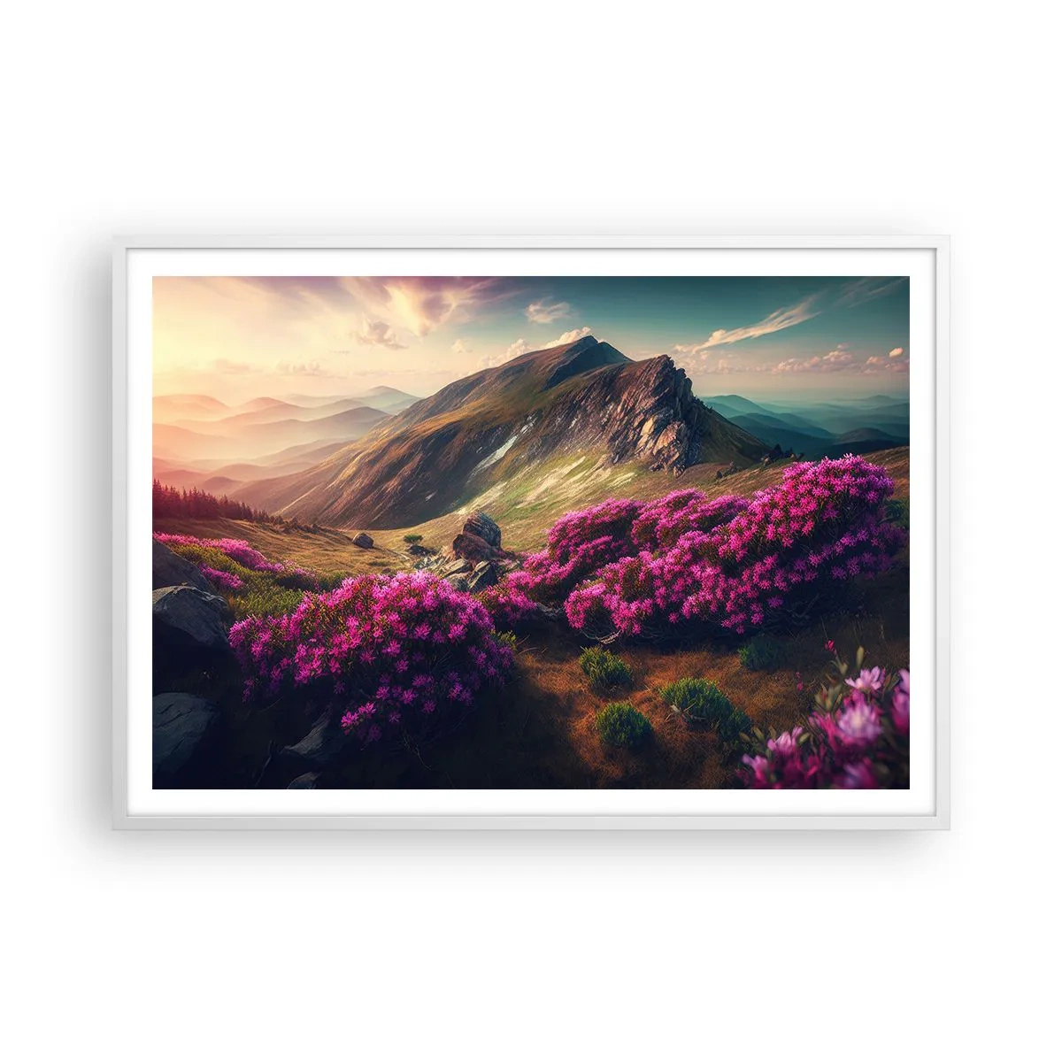 Pôster em moldura branca - Verão nas montanhas - 100x70 cm