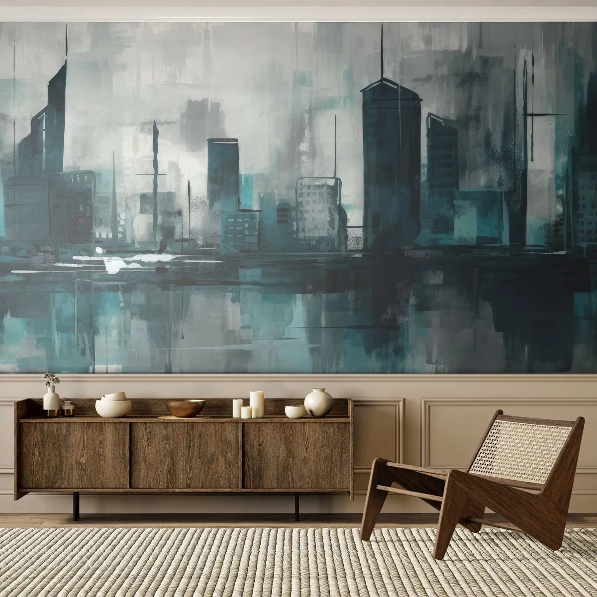 Papel de Parede Premium Canvas - Uma cidade da cor da chuva - Cidade, Arquitetura, Pedaço - 150x105 cm