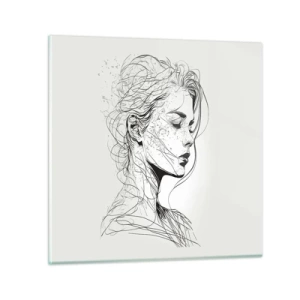 Quadro em vidro - Retrato em pensamento - 30x30 cm