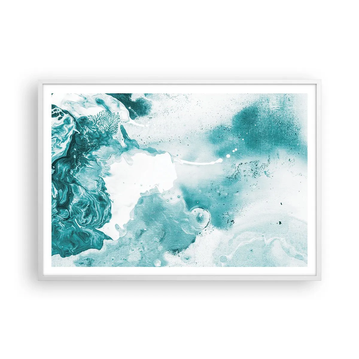 Pôster em moldura branca - Inundado em azul - 100x70 cm