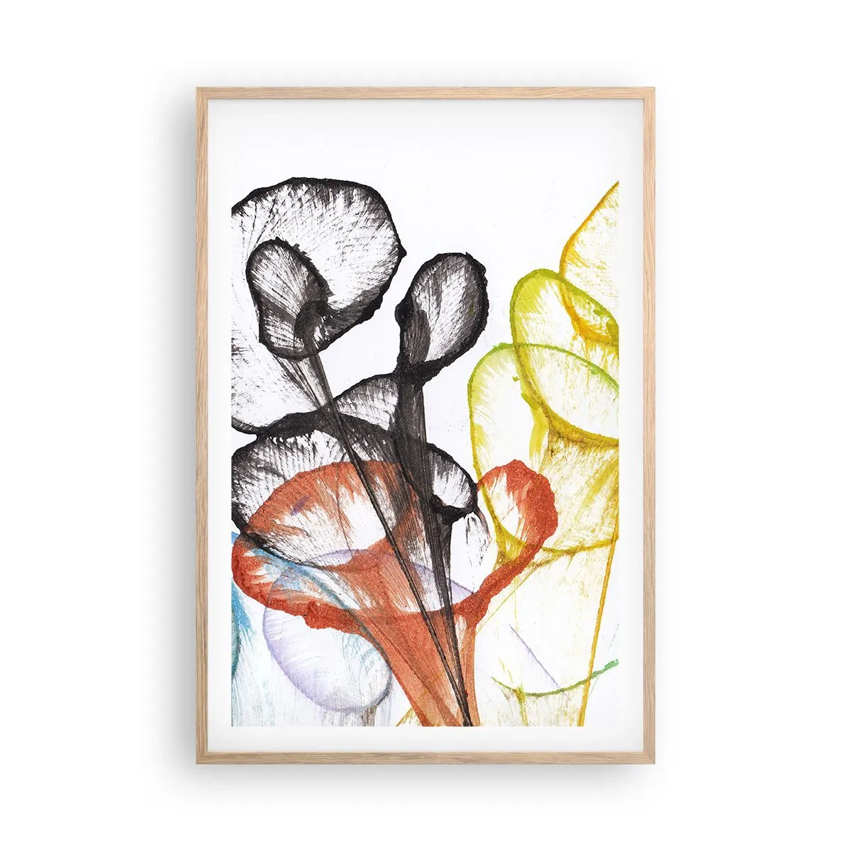 Pôster com moldura de carvalho claro - Flores com alma - 61x91 cm