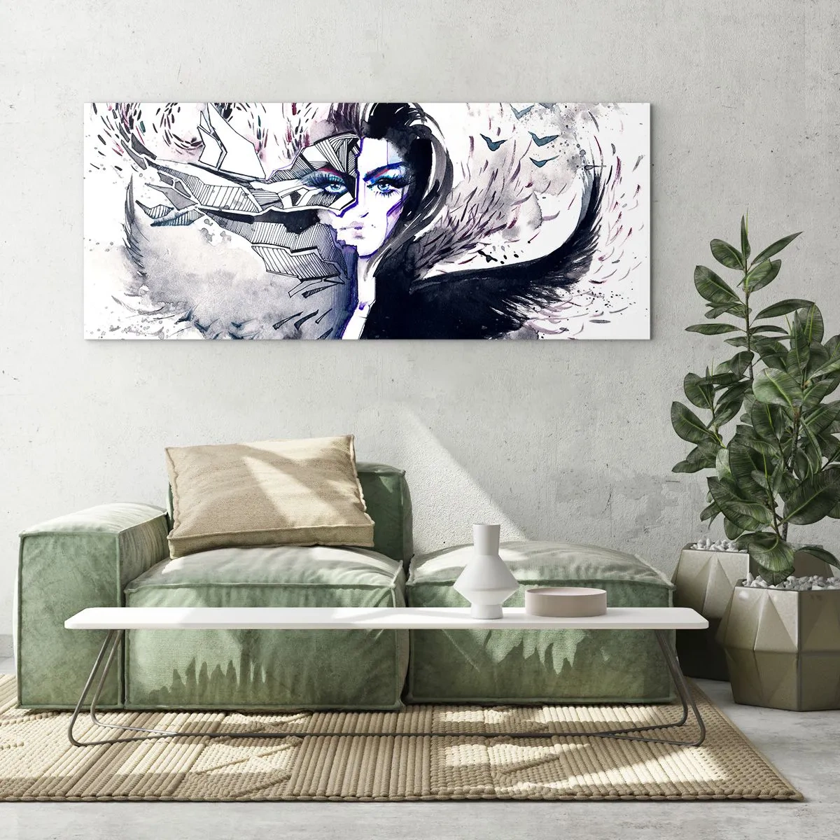 Quadro em vidro - Demoníaca e linda - 140x50 cm