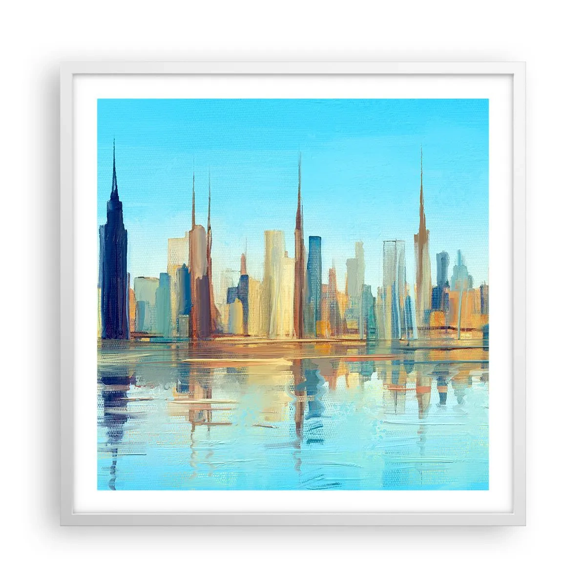 Pôster em moldura branca - Uma metrópole ensolarada - 60x60 cm