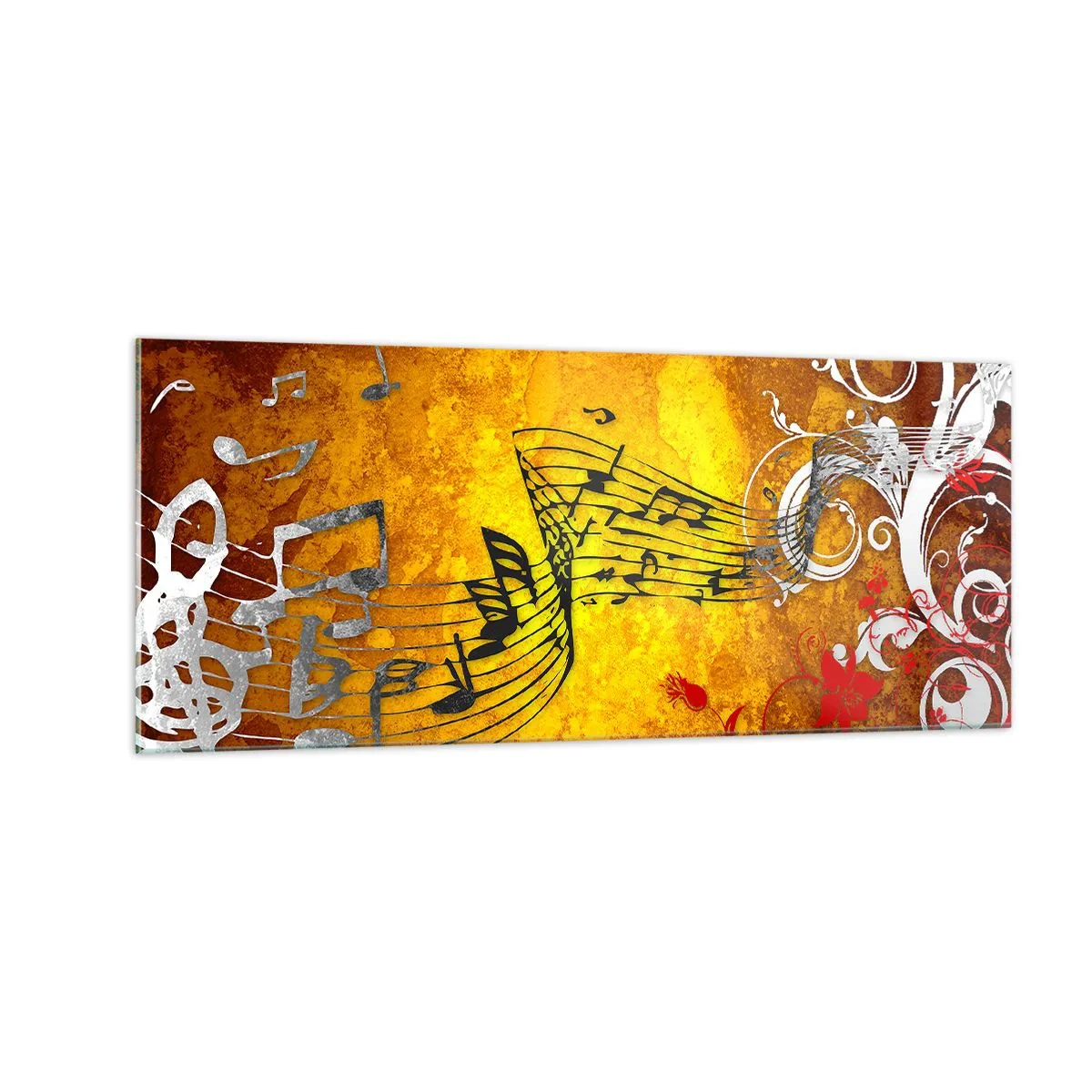 Quadro em vidro - Deixe a música fluir - 100x40 cm