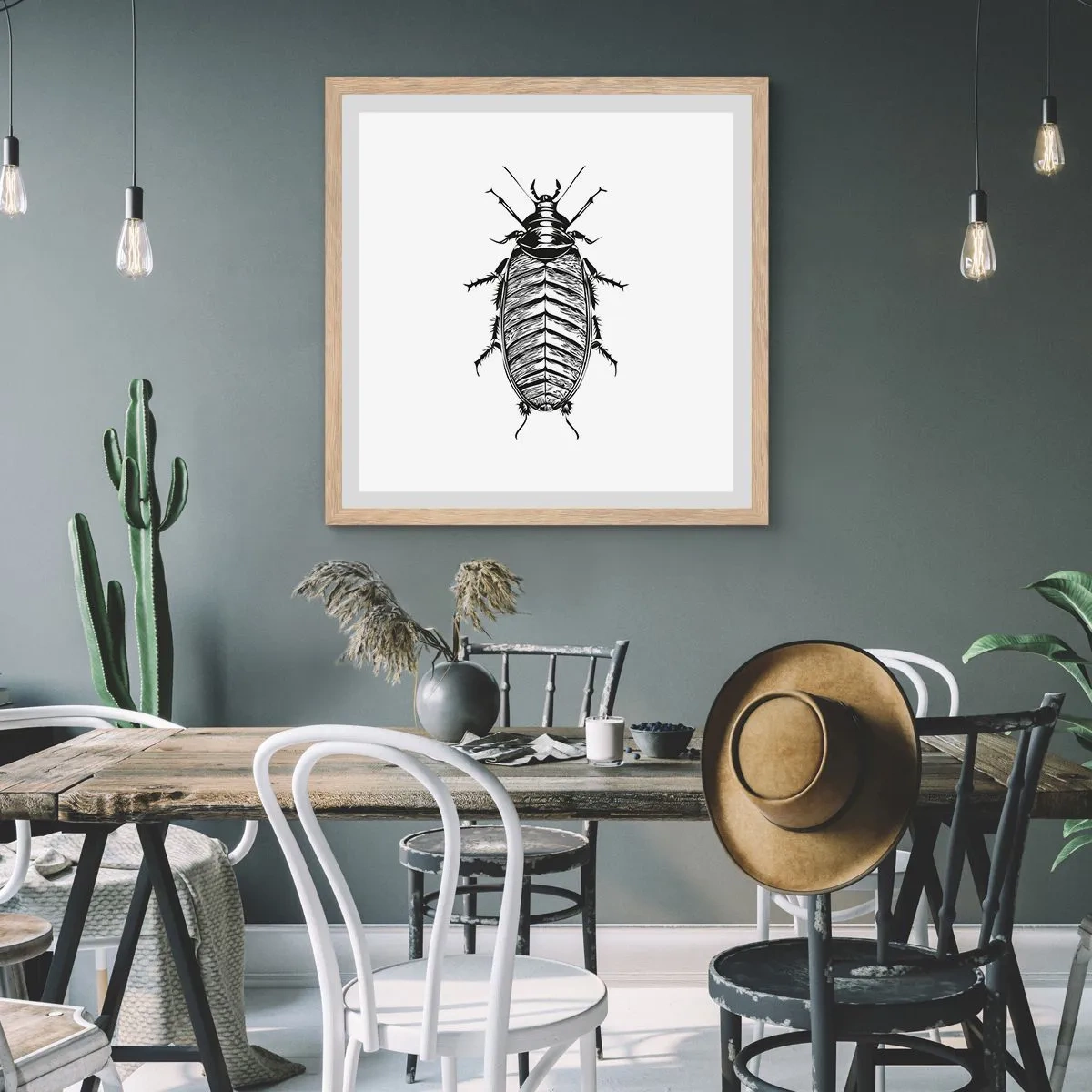 Pôster com moldura de carvalho claro - Que exemplo! - 60x60 cm