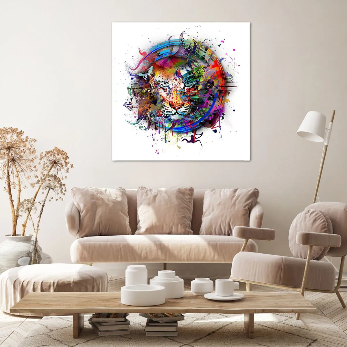 Quadro em tela - À espreita atrás do véu arco-íris - 30x30 cm
