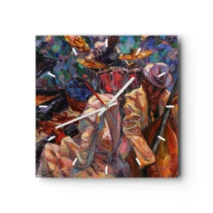 Relógio de parede - Relógio em vidro - Num só ritmo - 40x40 cm