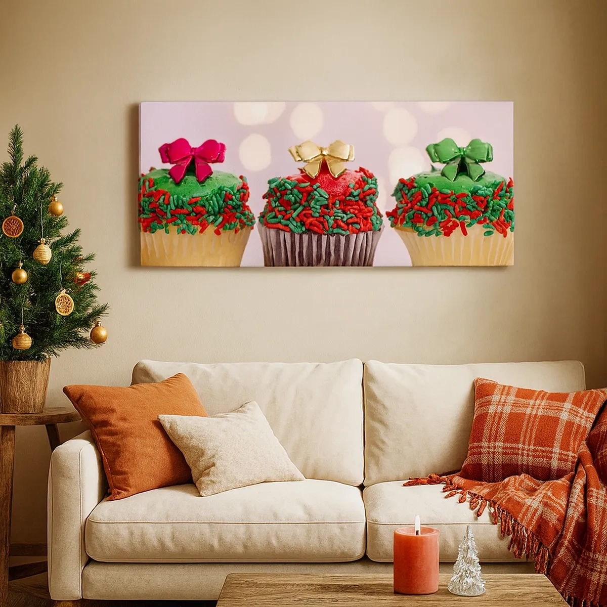 Quadro em tela - Doces sob o laço - 30x30 cm