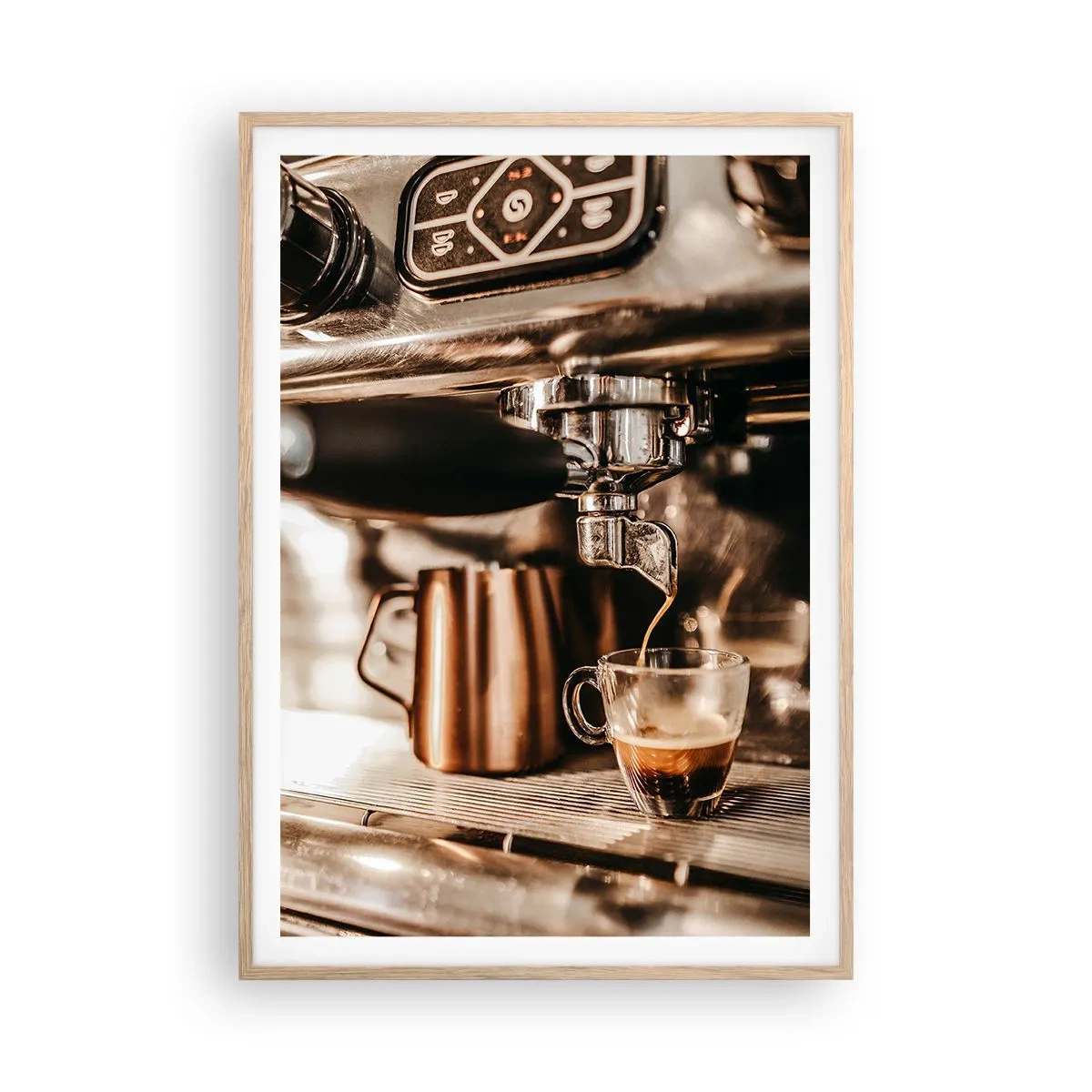 Pôster com moldura de carvalho claro - Brilho de café - 70x100 cm