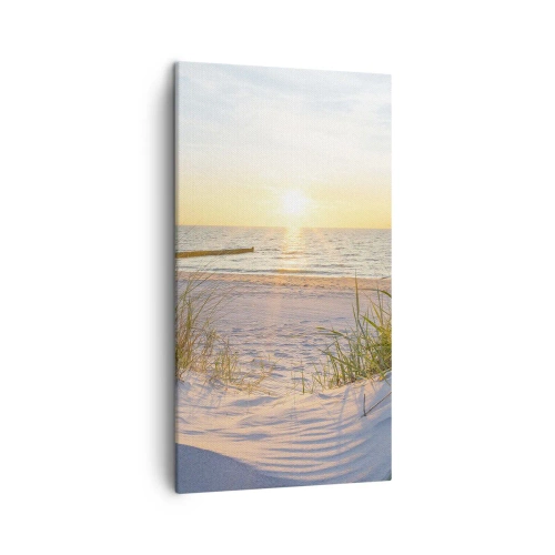 Quadro em tela - O som do mar, o canto dos pássaros, a praia selvagem entre a relva... - 45x80 cm