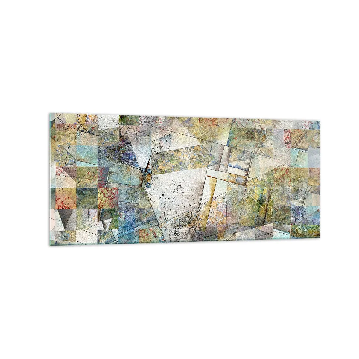Quadro em vidro - Embaralhamento geométrico - 120x50 cm