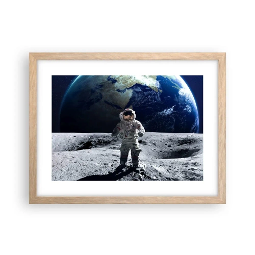 Pôster com moldura de carvalho claro - Saudações da Lua - 40x30 cm