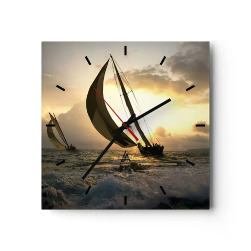 Relógio de parede - Relógio em vidro - Com o vento e contra o vento - 30x30 cm