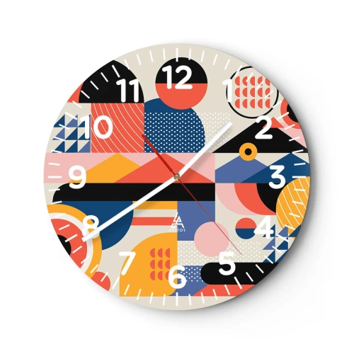 Relógio de parede - Relógio em vidro - Composição: brincar - 40x40 cm