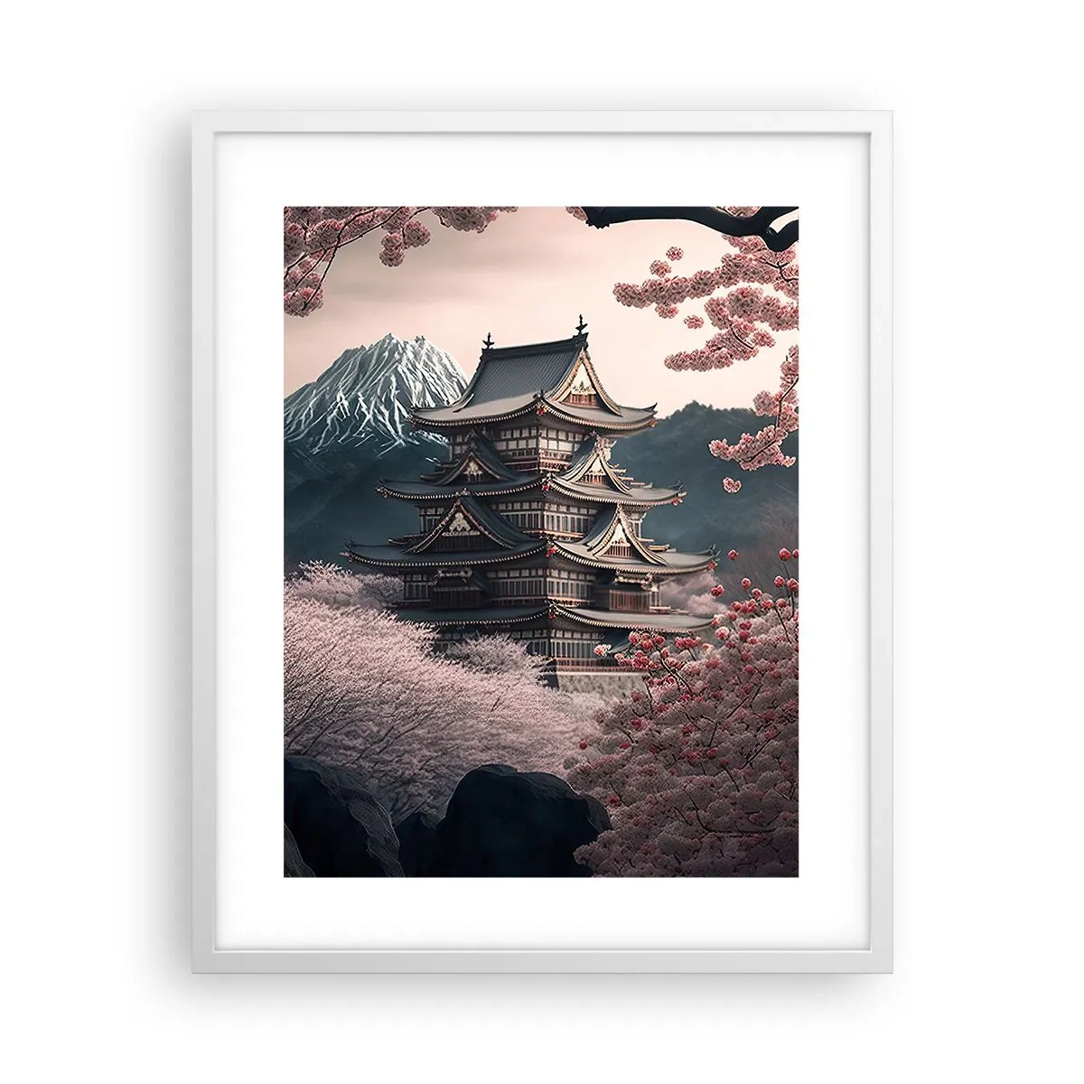 Pôster em moldura branca - A terra da flor de cerejeira - 40x50 cm