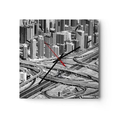 Relógio de parede - Relógio em vidro - Dubai – uma cidade impossível - 30x30 cm