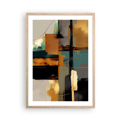 Pôster com moldura de carvalho claro - Abstração – luz e sombra - 50x70 cm