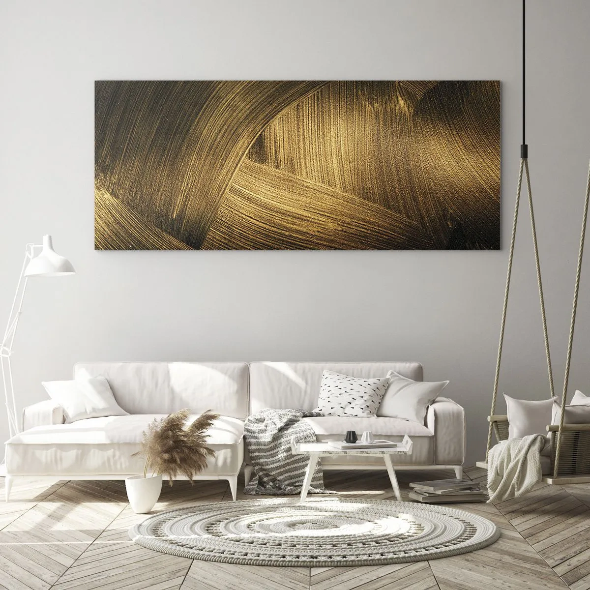 Quadro em vidro - No labirinto dourado - 160x50 cm