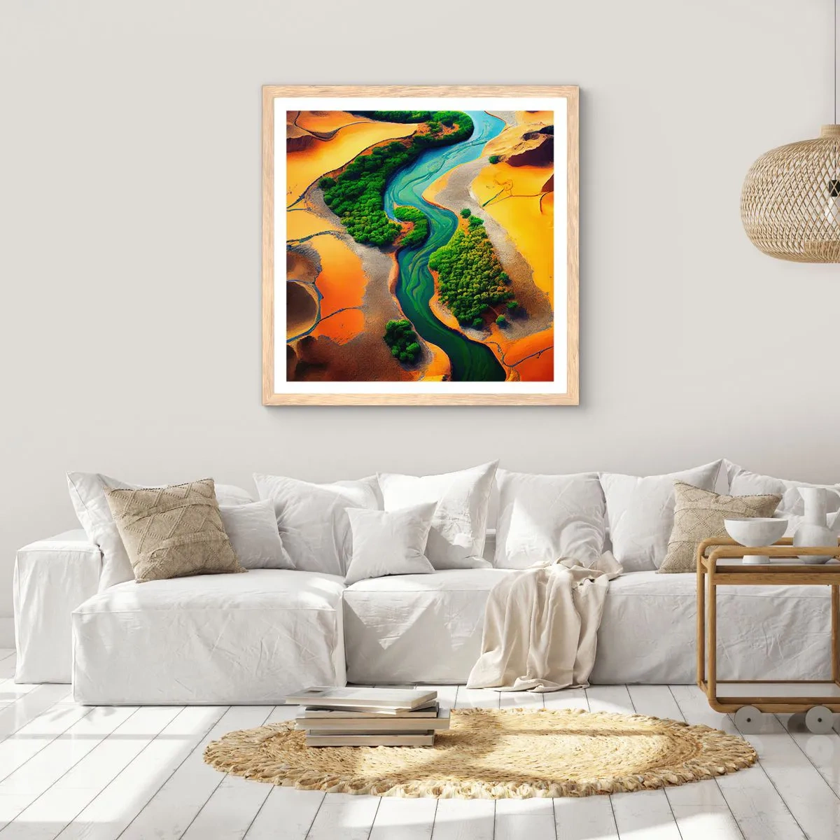 Pôster com moldura de carvalho claro - Rio que dá vida - 50x50 cm