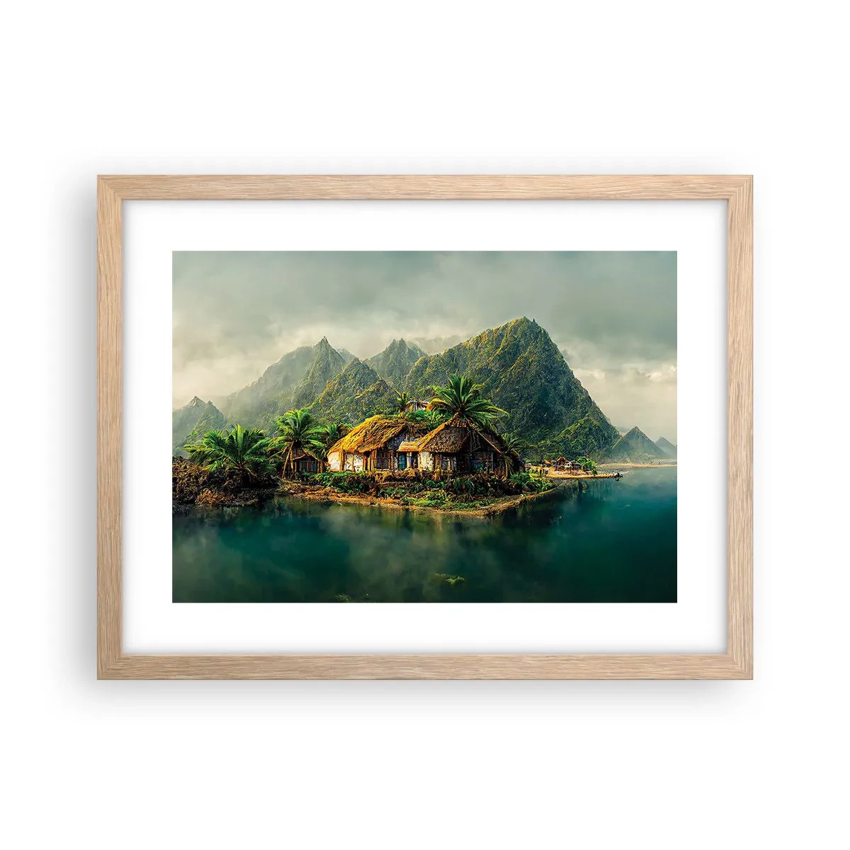 Pôster com moldura de carvalho claro - Paraíso Tropical - 40x30 cm