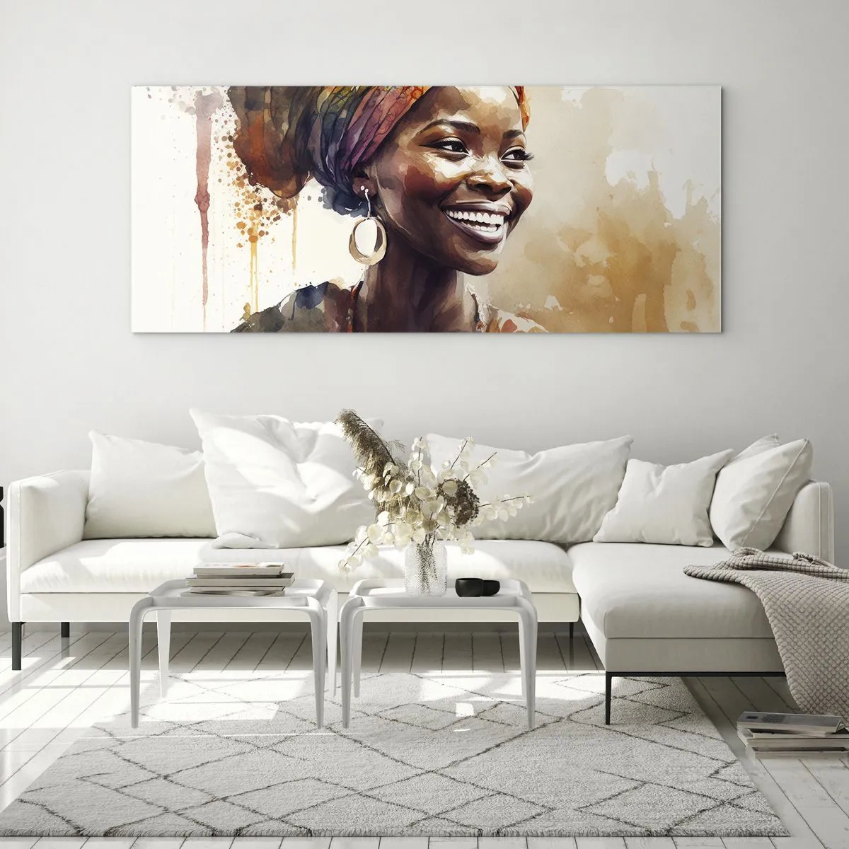 Quadro em vidro - Rainha africana - 160x50 cm