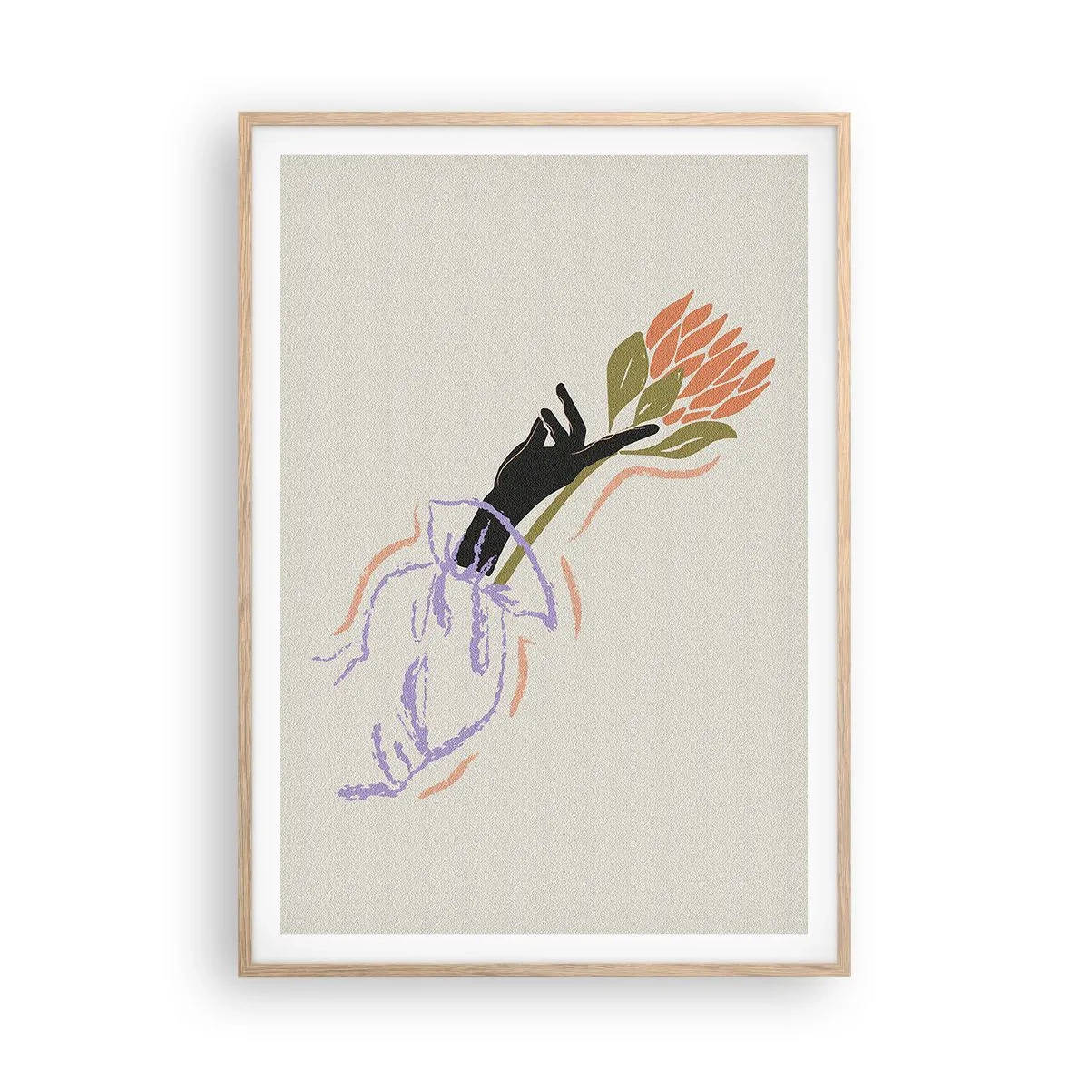 Pôster com moldura de carvalho claro - Toque fraterno - 70x100 cm