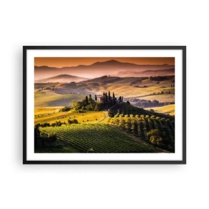 Pôster com moldura preta - Arcádia - Paisagem toscana - 70x50 cm