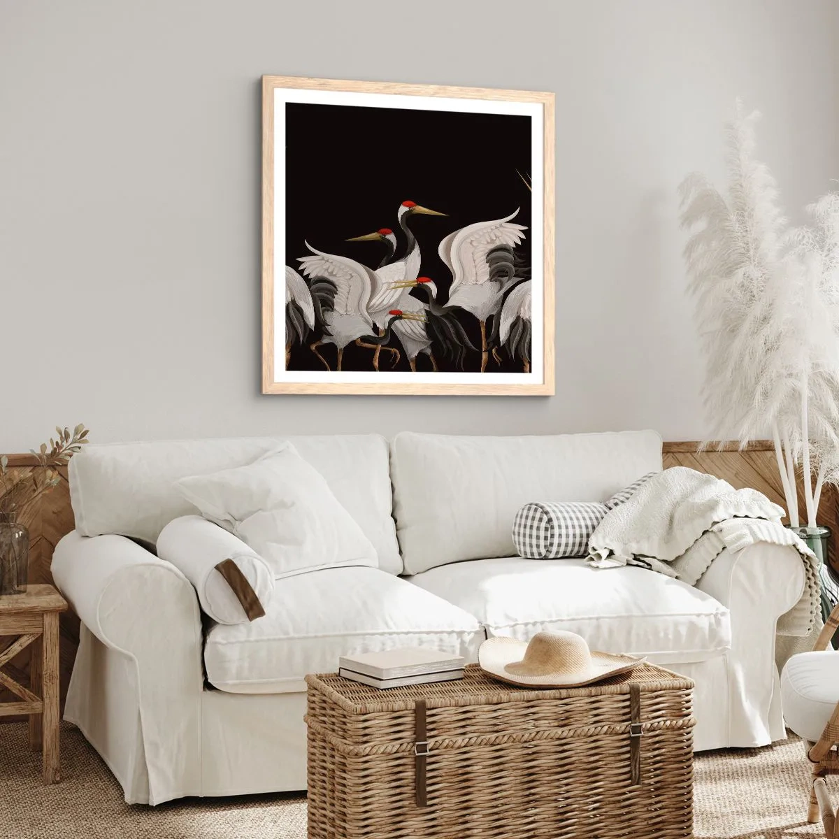 Pôster com moldura de carvalho claro - Assuntos de aves - 50x50 cm