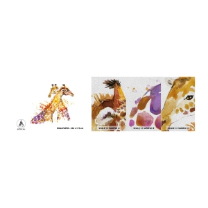 Amostra de papel de parede Premium Sand - É amizade ou é amor? - Animais, Girafa, Gráficos - 100x30 cm