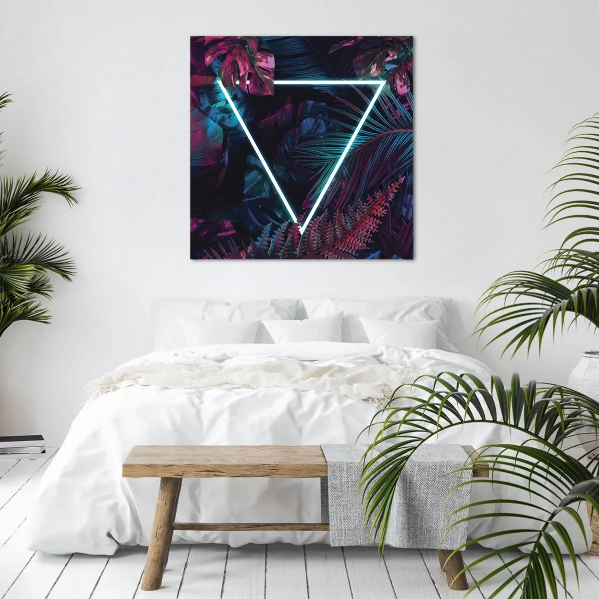 Quadro em tela - Jardim estilo discoteca - 40x40 cm