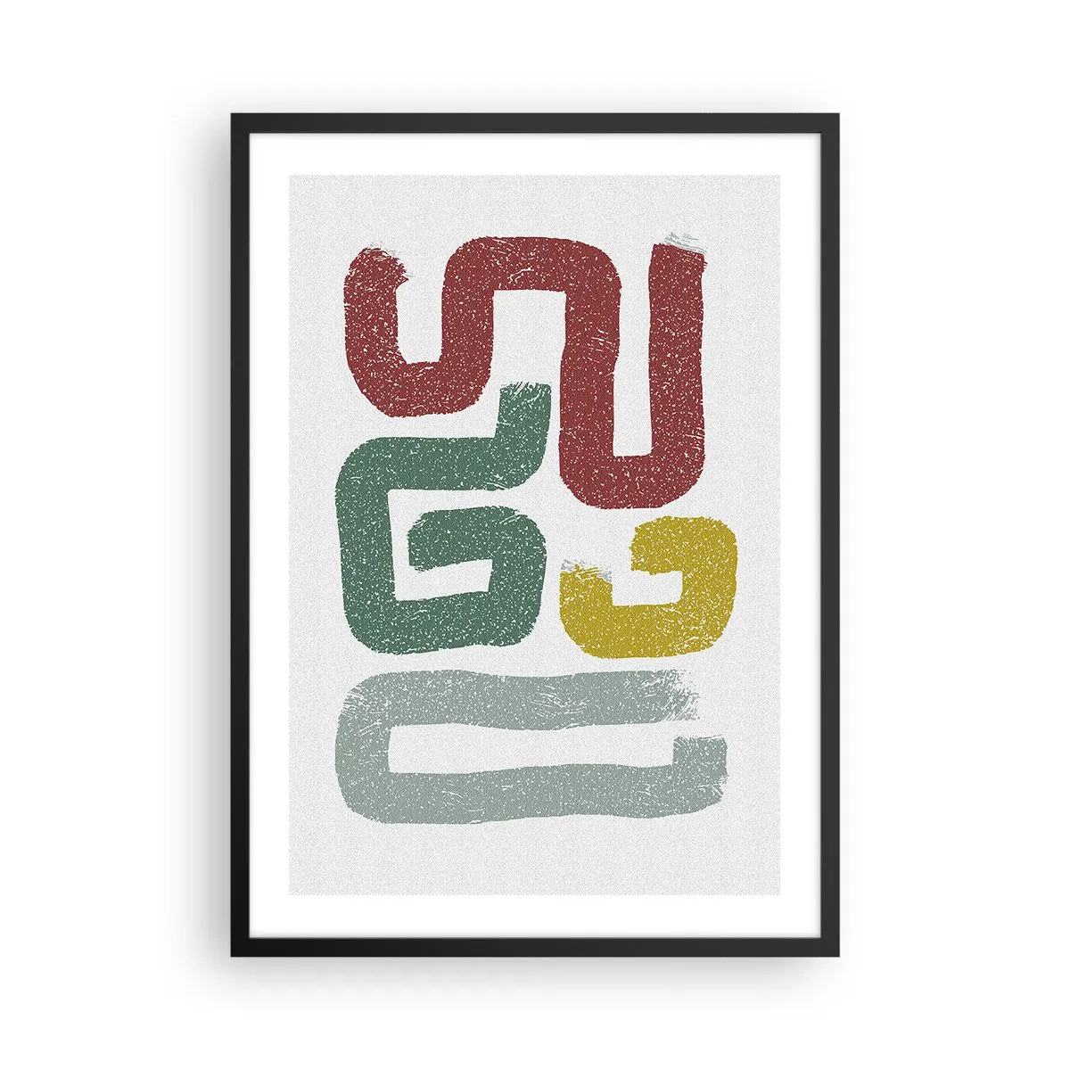 Pôster com moldura preta - Formas abstratas em tons terrosos sobre fundo claro - 50x70cm - Em uma língua desconhecida - Decoração de parede moderna para a sala de estar e quarto ARTTOR