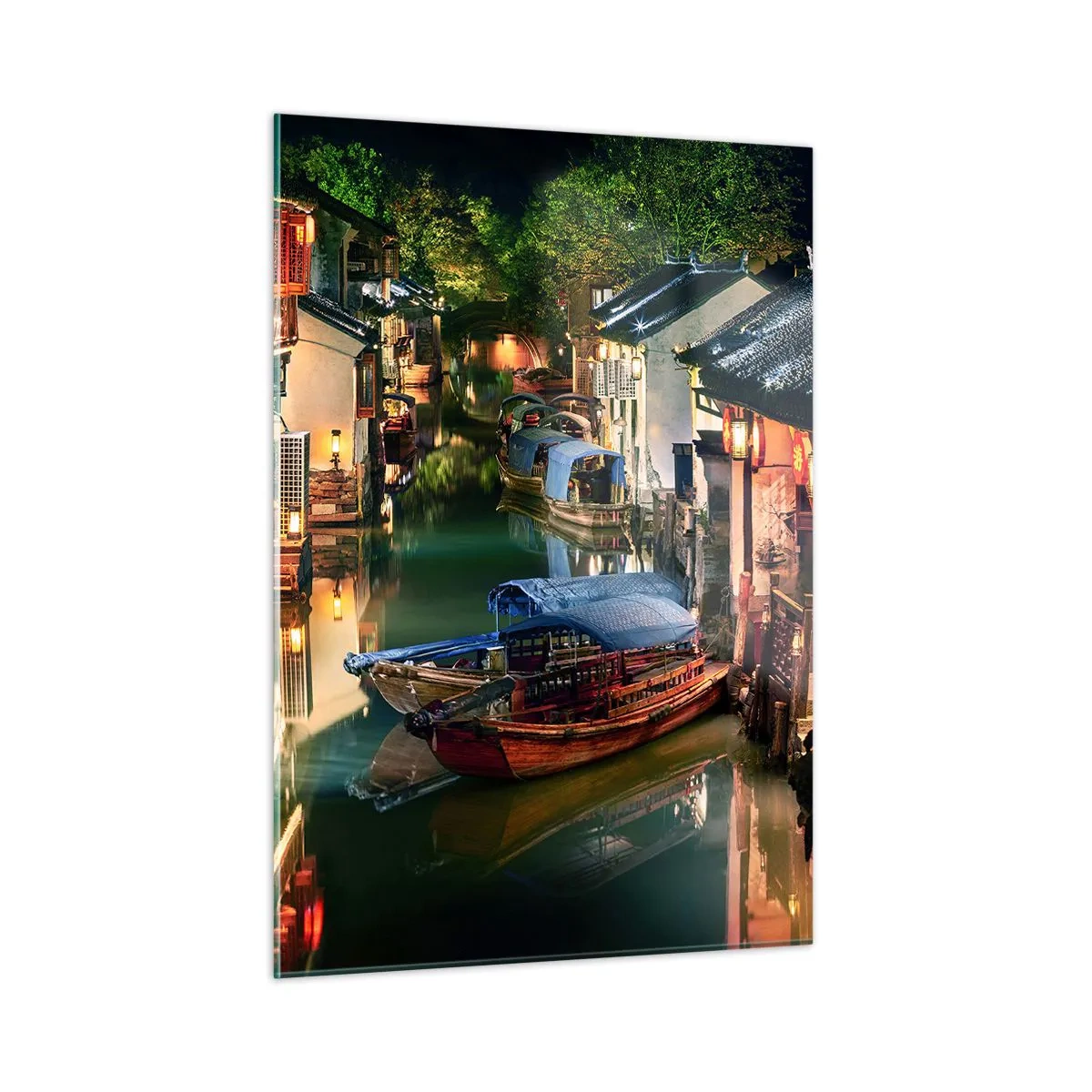 Quadro em vidro - Uma noite em uma rua chinesa - 50x70 cm
