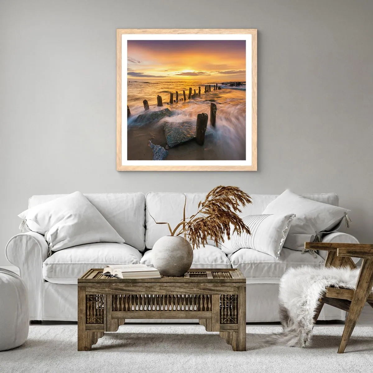 Pôster com moldura de carvalho claro - A beleza crua do Mar Báltico - 50x50 cm
