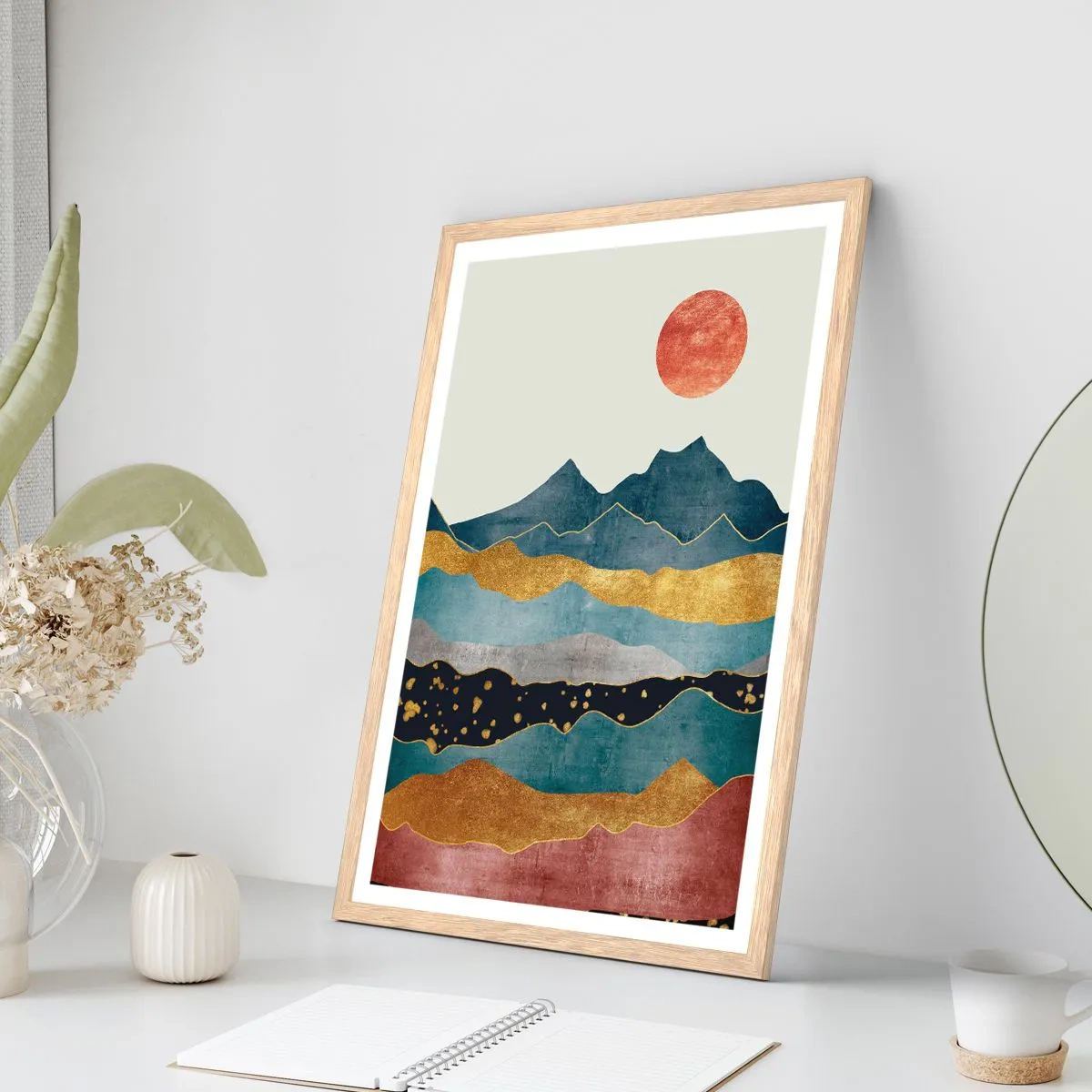 Pôster com moldura de carvalho claro - As camadas do mundo - 61x91 cm