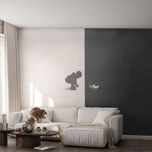 Papel de Parede Autocolante Deluxe Sticker - Grande expedição - Criança, Preto e branco, Água - 100x70 cm