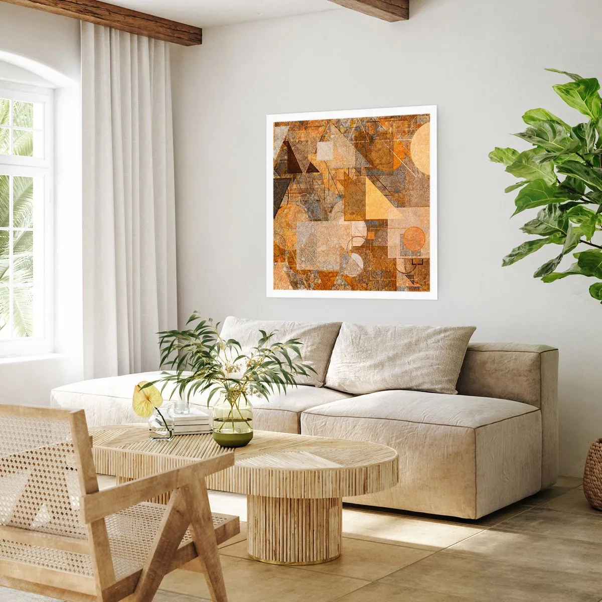 Pôster - Estudo Cubista em Bronze - 60x60 cm