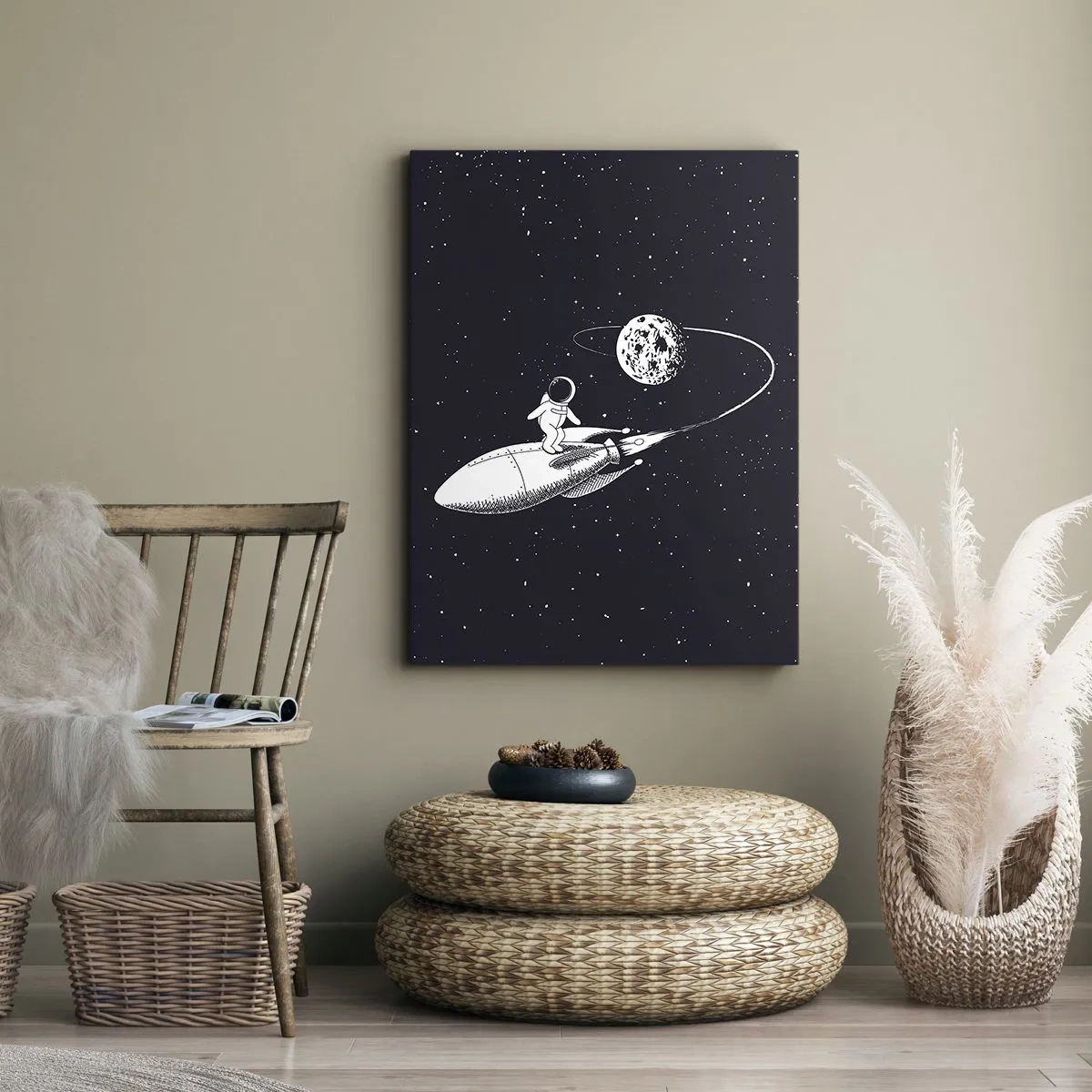 Quadro em tela - Surfista espacial - 70x100 cm