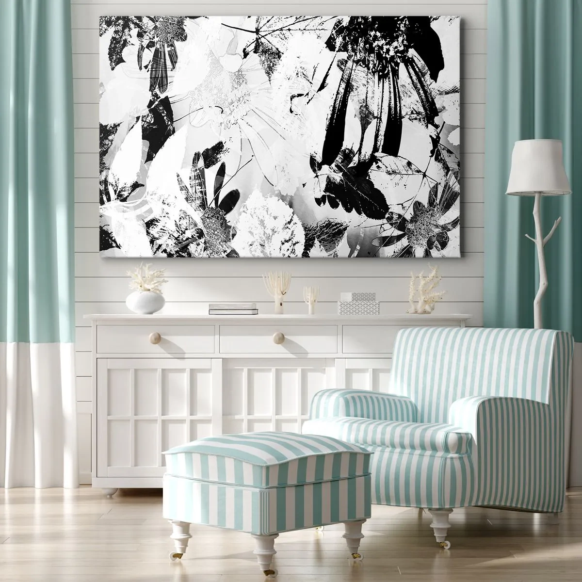 Quadro em tela - Outono a preto e branco - 100x70 cm