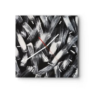 Relógio de parede - Relógio em vidro - Abstração no espírito industrial - 30x30 cm